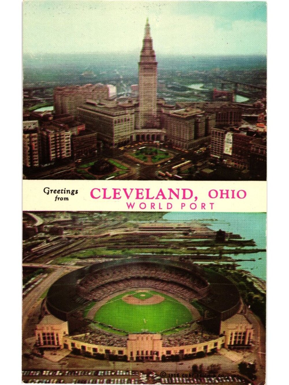 Greetings From Cleveland Ohio World Port 1958 Postcard Featuring Terminal Tower